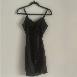 Almost Famous Black Dress with Lace Detail